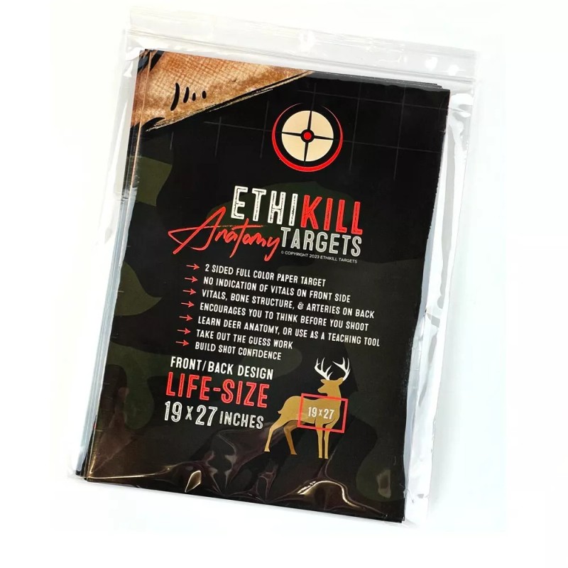 EthiKill Life Size Deer Vitals 2-Sided Paper Range Target -