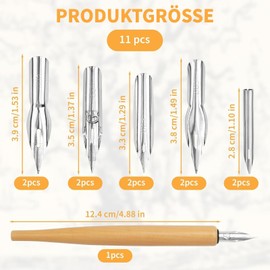 G-Pen Ink Nib Stainless Steel Drawing Comic Pen Nib, 11-Piece Comic Pen Set, Dip Pen Pen with Comic Pen Nib, Calligraphy Drawing Pen Holder Made of Wood with Stainless Steel Pen