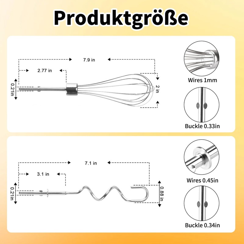 CLKE 3-Piece Set Dough Hook Hand Mixer for KHMPW |