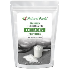 Z Natural Foods Collagen Peptides Powder - Grass-Fed Hydrolyzed Collagen Type 1 and Type 3 Unflavored - for Skin, Hair, Nails & Joints - Keto & Paleo Friendly (2 Pounds)