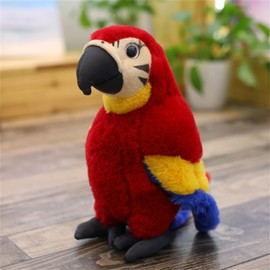 champracer Plush Bird Parrot Children's Soft Cuddly Plush Toy for Children 30 cm Length Blue Yellow Macaw Parrot Parrot Plush Toy for Children Girls Boys (30 cm, Red)