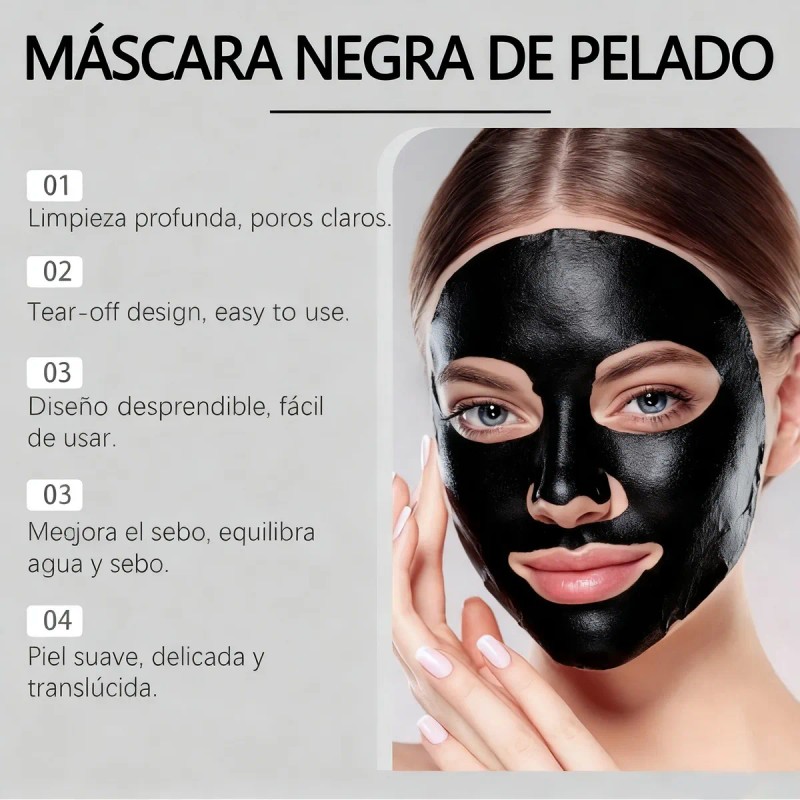 🔥 Mascarilla negra poros puntos negros acné todo tipo de