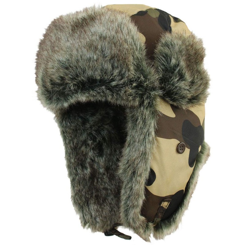 Faux Fur Camo Coloured Ushanka Style Hat (Large (58/59))