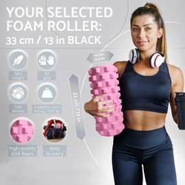 Foam Roller, Massage Roller EVA Muscle Roller for Deep Tissue Tension Relief, Massage Trigger Point Fitness Roller, Self Massager Relaxation Roller for Back, Legs, Yoga, Pilates, Gym (Pink)