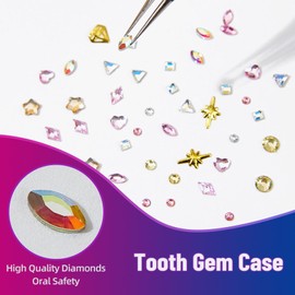 Tooth Jewelry Gems Kit | Rhinestones Teeth Shiny Stickers,Mixed Colors Tooth Crystals Kit Fashionable, includes 500 Gems, 5 Applicator Brushes