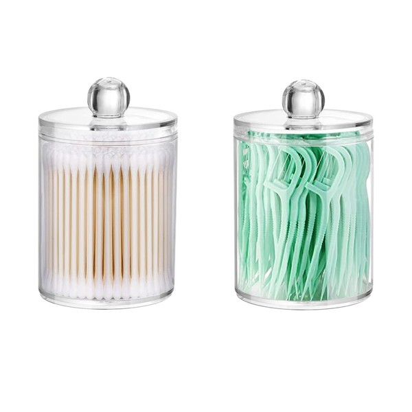 DAPOWER 2 Pack Qtip Holder Storage Canister for Cotton Ball,