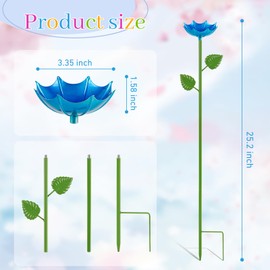 Retyion Bee Watering Station, 2 Pack Bee Cups for Garden with Umbrella Design, Metal Bees Butterfly Feeder for Thirsty Pollinators Bee Baths for Outdoor Garden Yard Decor (Blue,Yellow)