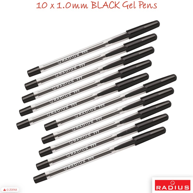 RADIUS 999 Ballpoint Pens, BLACK, Medium Point (1.0mm), Pack of