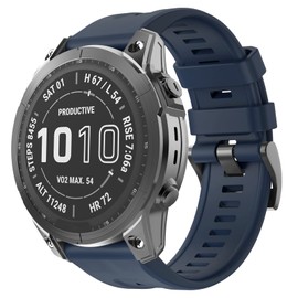 OVERSTEP Compatible with Fenix 7X Band, 26mm Width Soft Silicone Watch Strap for Garmin Fenix 5X/Fenix 5X Plus/Fenix 6X/Fenix 6X Pro Smartwatch (Dark Blue)