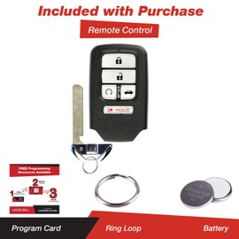 KeylessOption Keyless Entry Remote Start Smart Car Key Fob for Honda Civic 2016 2017 2018 KR5V2X
