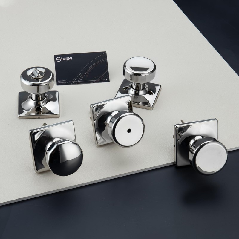 STARPY 6 Pack Polished Chrome Door Knobs with Square Rosette,