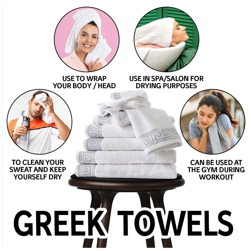2 Pack Bath Sheets Towels Extra Large Set, Greek Pattern
