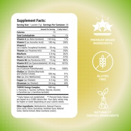 Thrive Activate - Focus & Energy Drink Powder Mix with Real Flavor, 30 Packets- Enhanced Energy, Performance, Vitamin C, Vitamin E, B12 for Mental Clarity (30 Packet, Starfruit)