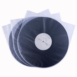 12 Inches LP Vinyl Record Inner Sleeves Anti-Static Plastic Round Bottom Protective Sleeves 33 RPM Record Sleeves for Vinyl Record Translucent (100)