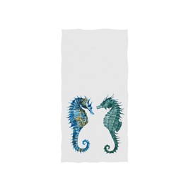 Naanle Watercolor Blue Seahorse Couple Marine Sea Life White Soft Bath Towel Absorbent Hand Towels Multipurpose for Bathroom Hotel Gym and Spa 30"x15"