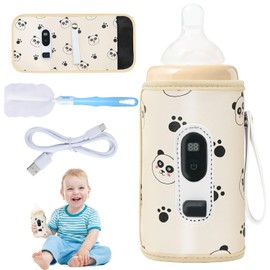 Portable USB Baby Bottle Warmer, Bottle Warmer Baby with LCD Display, Temperature Portable Bottle Warmer, USB Charging Bottle Warmer Holder, Bottle Warmer on the Go Suitable for All Bottles (B)