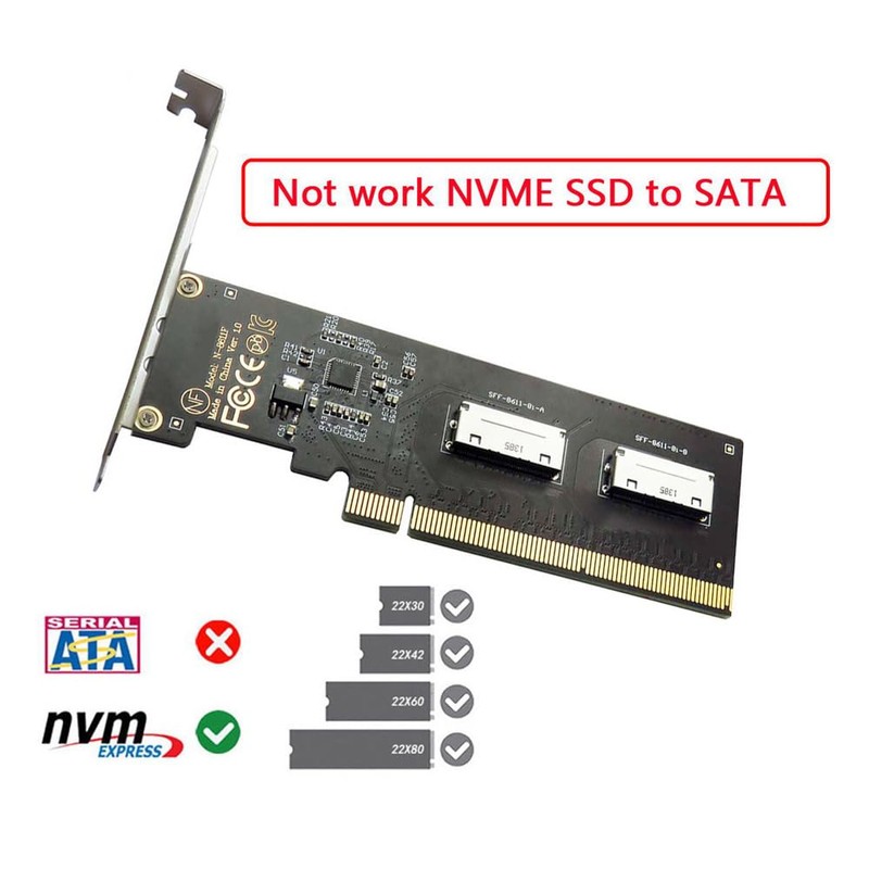 xiwai PCI-Express 16x to Dual Oculink SFF-8612 SFF-8611 8X VROC