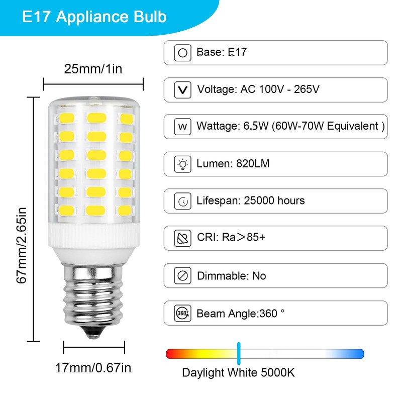 LFLAMPON Refrigerator Light Bulb Replacement Kei D28a Kel 2811 E17
