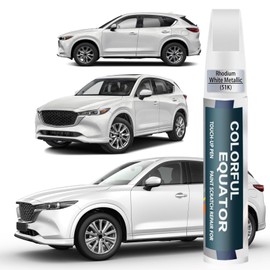 Touch Up Paint(51K Rhodium White Metallic) for Mazda, Car Paint Pen Scratch Repair Two-In-One Touch Up Paint, Premium Car Scratch Remover for Deep Scratches
