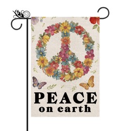 Peace Garden Flag - Peace on The Earth Decorations Burlap Welcome Summer Double Sided Vertical Holiday Yard Lawn Outdoor Decor 12.5 x 18 Inch