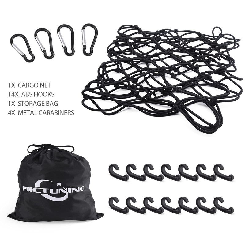 MICTUNING Cargo Nets, 6mm 47" x 36" Heavy Duty Latex
