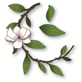 Curved Magnolia Branch Metal Die Cuts Dies Stencil, Curved Magnolia Branch Cutting Dies Cut Stencils DIY Cards Photo Album Craft Decorative Embossing Paper Dies for Album Card Scrapbooking Making