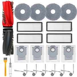 21 Pack Accessories Kit Compatible with Roborock Qrevo Curv/Qrevo Edge Robot Vacuum, 1 Main Brush Roller, 4 Hepa Filters,4 Mop Pads, 4 Dust Bags, 6 Side Brush