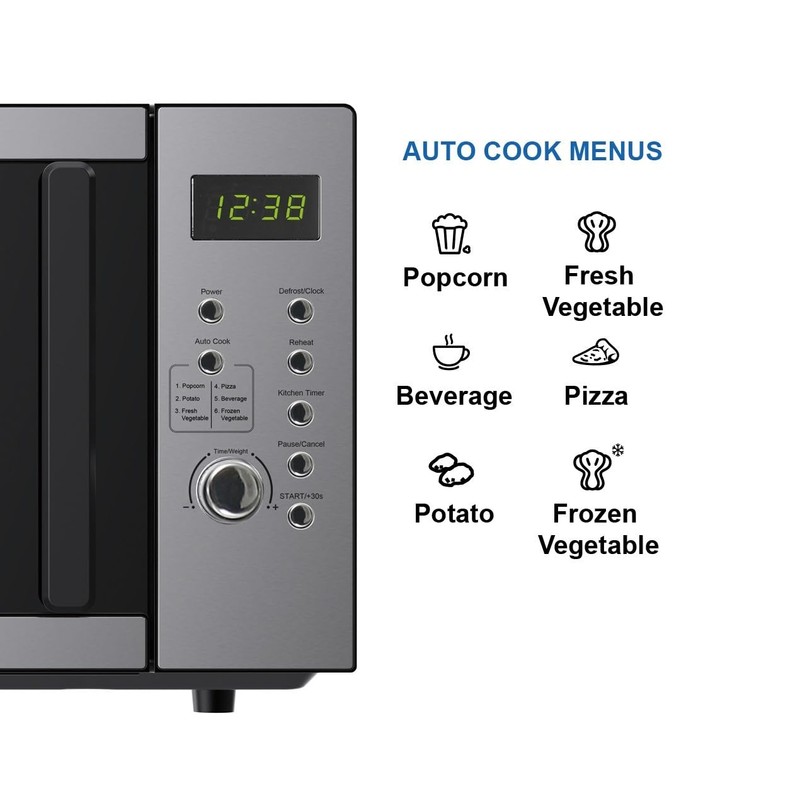 Emerson MW9005SS Compact Countertop Microwave Oven with Button Control, LED