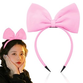Pink Bow Headband Hairband for Women Girls Large Bow Hairband Headdress Women Hair Accessories for Long Short Hair Bow Hair Hoop Birthday Christmas Gifts for Women Girls Daughter Coquette Bow Headband