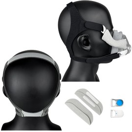 Upgraded 2 Packs Airfit F20 Headgear Strap CPAP/BiLevel Headgear Straps Replacement with 2 Strap Covers and 4 Clips for AirFit F20 AirTouch F20 Size Medium (Gray // Black)