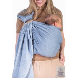Baby Ring Sling Lightweight 100% Cotton Wrap Newborn, Toddler, Infant, Holder, Adjustable, Breathable, Travel Baby Carrier Sling Dark Blue