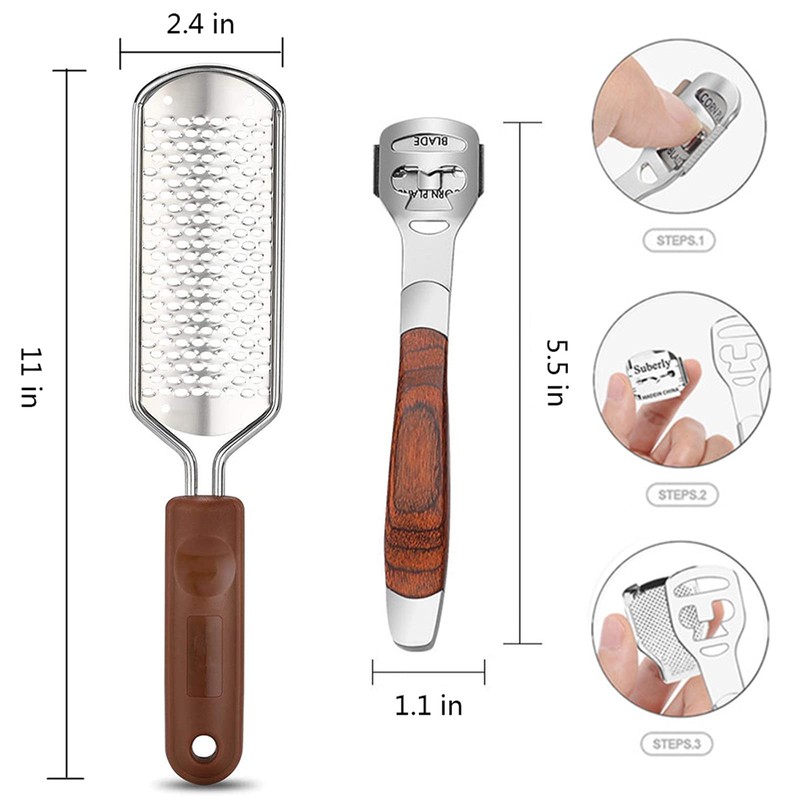 Colossal Foot Rasp & Wood Handle Callus Shaver (10 Replacement