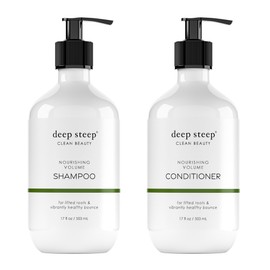 Deep Steep Nourishing Volume Shampoo & Conditioner, 17 oz – Gentle Cleanser with Aloe, Lavender, Kelp, Rice Protein & Glycerin – Sulfate-Free, Vegan, Clean Beauty Hair Care, Soft & Full Hair