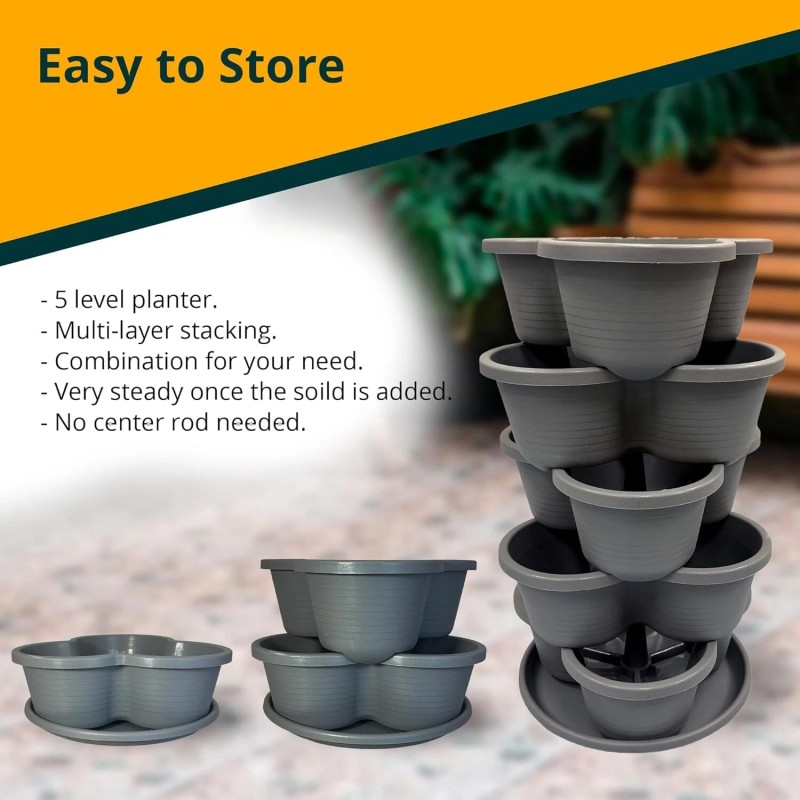 SunVara Planter Strawberry Vertical Stackable Tower 5 Tier Herb Outdoor