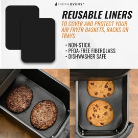 Air Fryer Liners for Instant Pot Vortex Plus 8 qt, Reusable Airfryer Inserts for Basket, 7pcs Dual Liner Accessory for 8 quart, Double Air Fryer Accessories by INFRAOVENS
