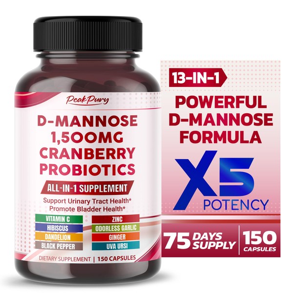 D-Mannose with Cranberry, Probiotics & Uva Ursi – All-in-1 Supplement