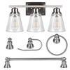Brushed Nickel 3 Light Bathroom Vanity Light Set,5 Piece Brushed