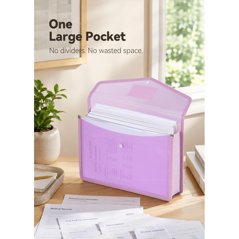 SortRax Plastic Expanding File Folders, 2.76" Expansion, Letter/A4, 6-Pack