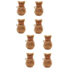 DOITOOL 8pcs Dog Boots Anti- Plush Shoes for Outdoor Use Comfortable Warm Pet Footwear Brown for Snow and Cold Weather Activities