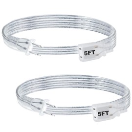 Rkoyes Upgraded 2 Pack Clear Extension Cord 5 Ft, UL Polarized 2 Prong, Single Outlet Plug, 2 x 18 AWG 250V 7.5A, Male-Female Slim Clear Extension Cord Indoor Thin, Invisible 5 Foot Power Cable