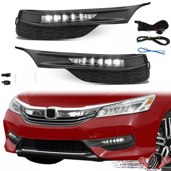 Unbranded For 2016 2017 Honda Accord LED Fog Lights w/Bezel