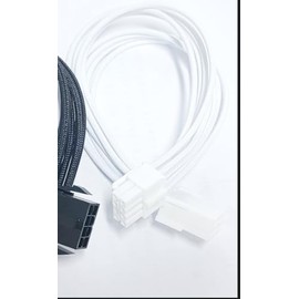 ELFJMZP 8 Pin Soft Nylon sheathed PC Cable for CPU Power Supply 30cm 18AWG Split 4+4PIN ATX12V Motherboard CPU Power Cable (White)