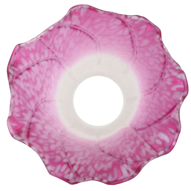 Bieye LS03S Lily Flower Blown Glass Lampshade (White Purple, Opening