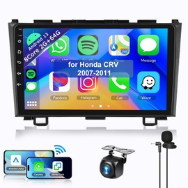 8Core 2+64G Car Stereo for Honda CRV 2007-2011 Wireless Carplay Android Auto,9 inch 1280 * 720P IPS Touch Screen Radio, Android/GPS/WiFi/32band DSP Audio/Bluetooth/SWC/Backup Camera