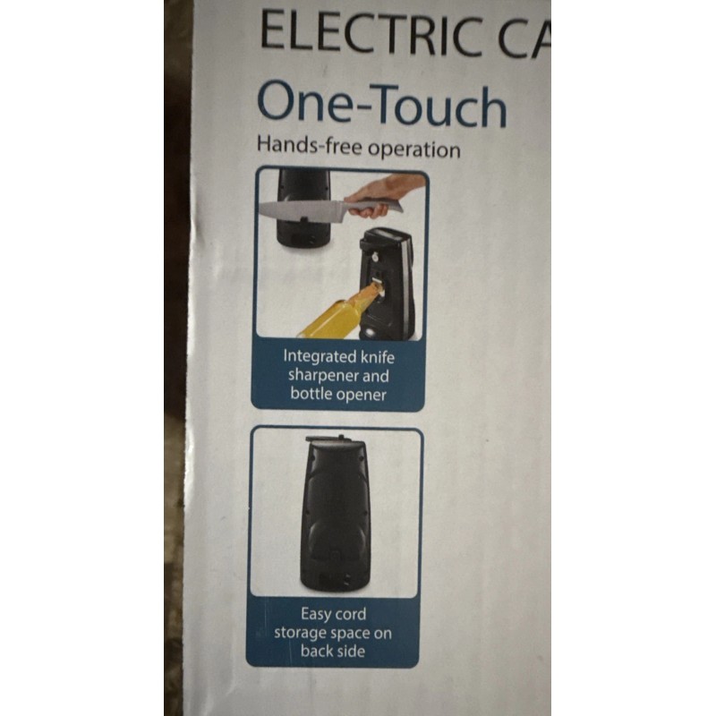 Farberware One-Touch Electric Can Opener w/knife Sharpener & Cord Storage