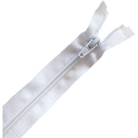 Plush Addict Number 5 Open-Ended Zip Fasteners for Sewing, Crafts, Clothing and Accessories - White - 10" / 25cm