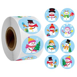 NT-ling Christmas Stickers Christmas Decoration Decorating Gift 1 Roll 500 Posts Assortment Holiday Roll Sticker Santa Snowman Reindeer Stickers for Party Favors Supplies