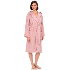 TowelSelections Womens Robe, Premium Cotton Hooded Bathrobe for Women, Soft Terry Cloth Robes for Women X-Small Coral Blush