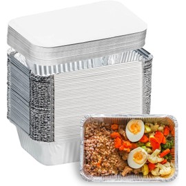 AMD Nexus 25 X No2 (470ml) Aluminium Foil Food Container with Lids, Reusable Takeaway Containers, Great for Baking Roasting Cooking Food Storage