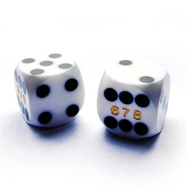 Bescon Professional Precision Dice Round Corner 9/16" (14.3mm) with Random Serial Number, Precision Cut Dice 14.3MM Solid White, 2pcs Set